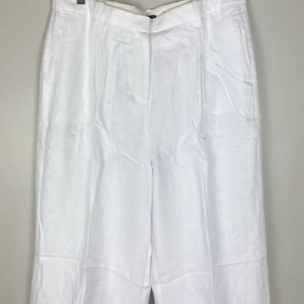 J Crew White Wide Leg Essential Pant Linen Sz 14 TALL Old Money Minimalist - Picture 3 of 10